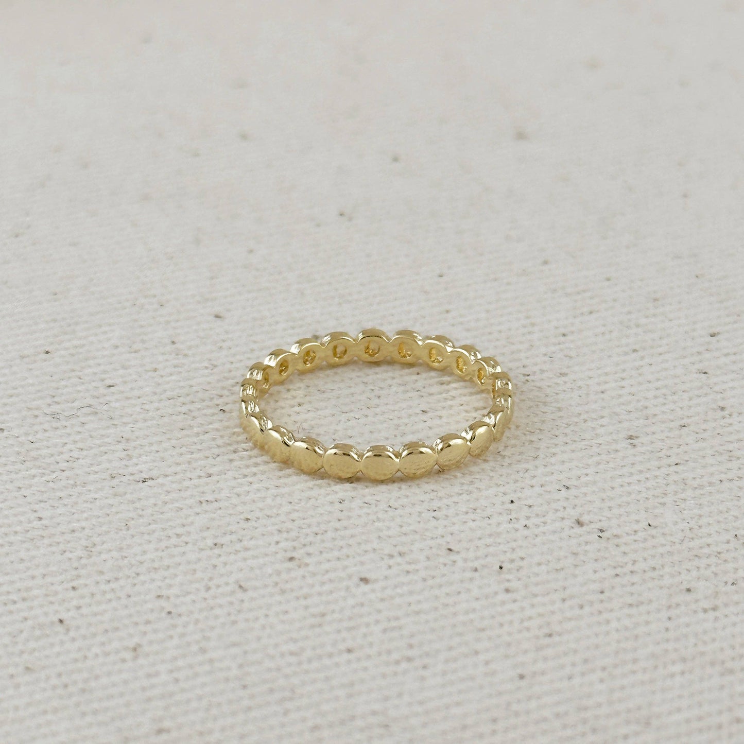 Bague à bande plate perlée en or rempli 18k