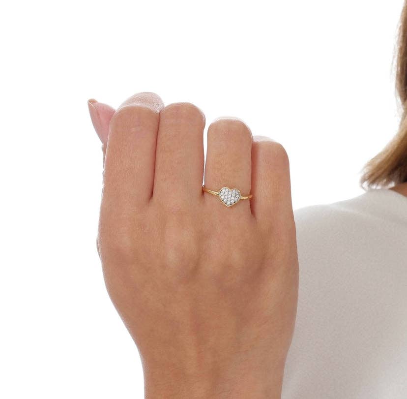 Bague cœur en zircone cubique remplie d'or 18 carats: 6