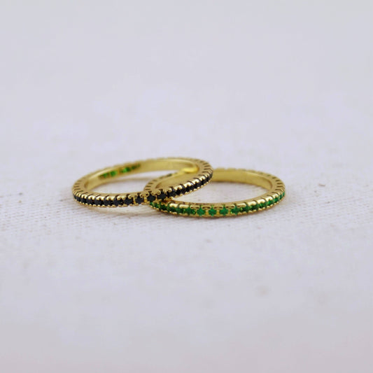 Bague en micro-zircone cubique colorée en or rempli 18 carats