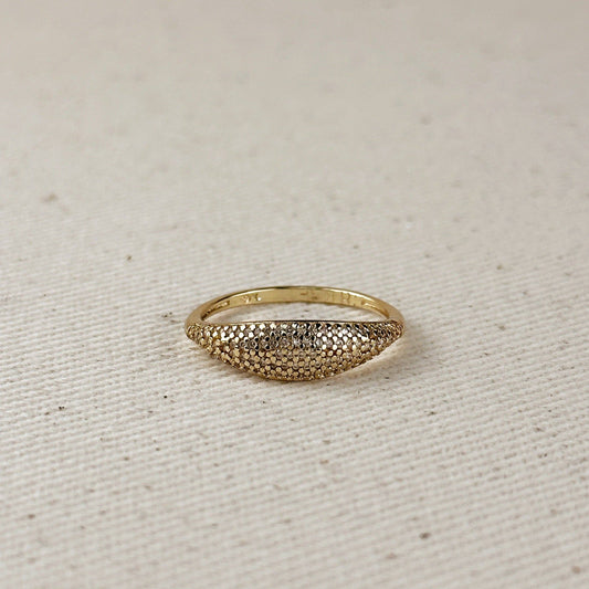 Bague en forme de mini-dôme en zircone cubique remplie d'or 18 carats