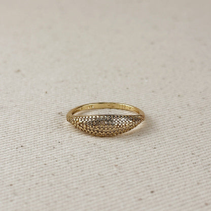 Bague en forme de mini-dôme en zircone cubique remplie d'or 18 carats: 8.5