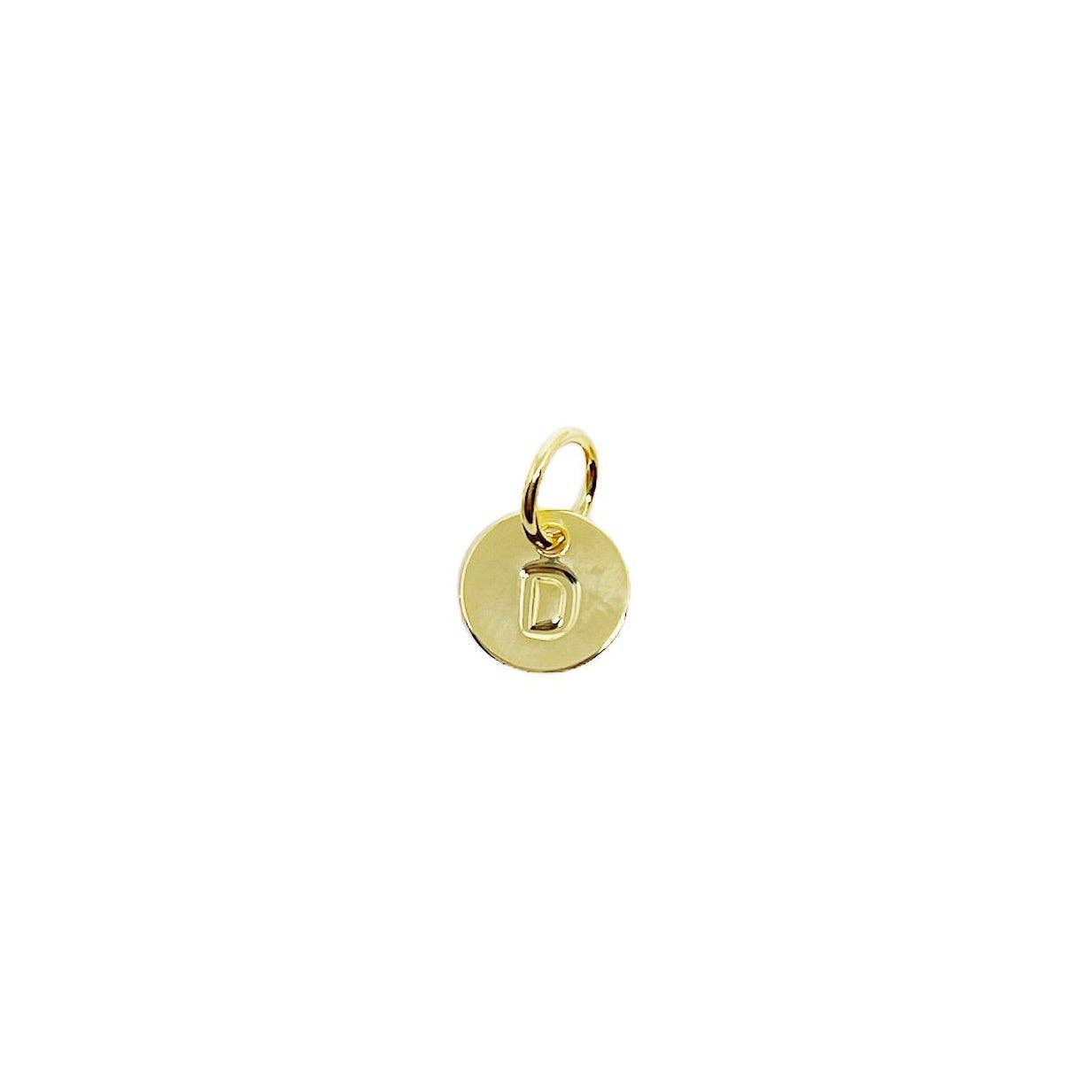 Breloque petite lettre initiale estampillée en alphabet complet rempli d'or 18 carats