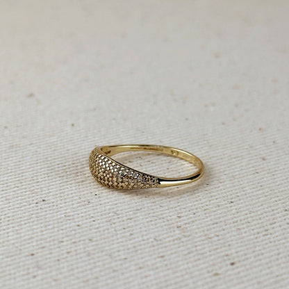 Bague en forme de mini-dôme en zircone cubique remplie d'or 18 carats: 8.5