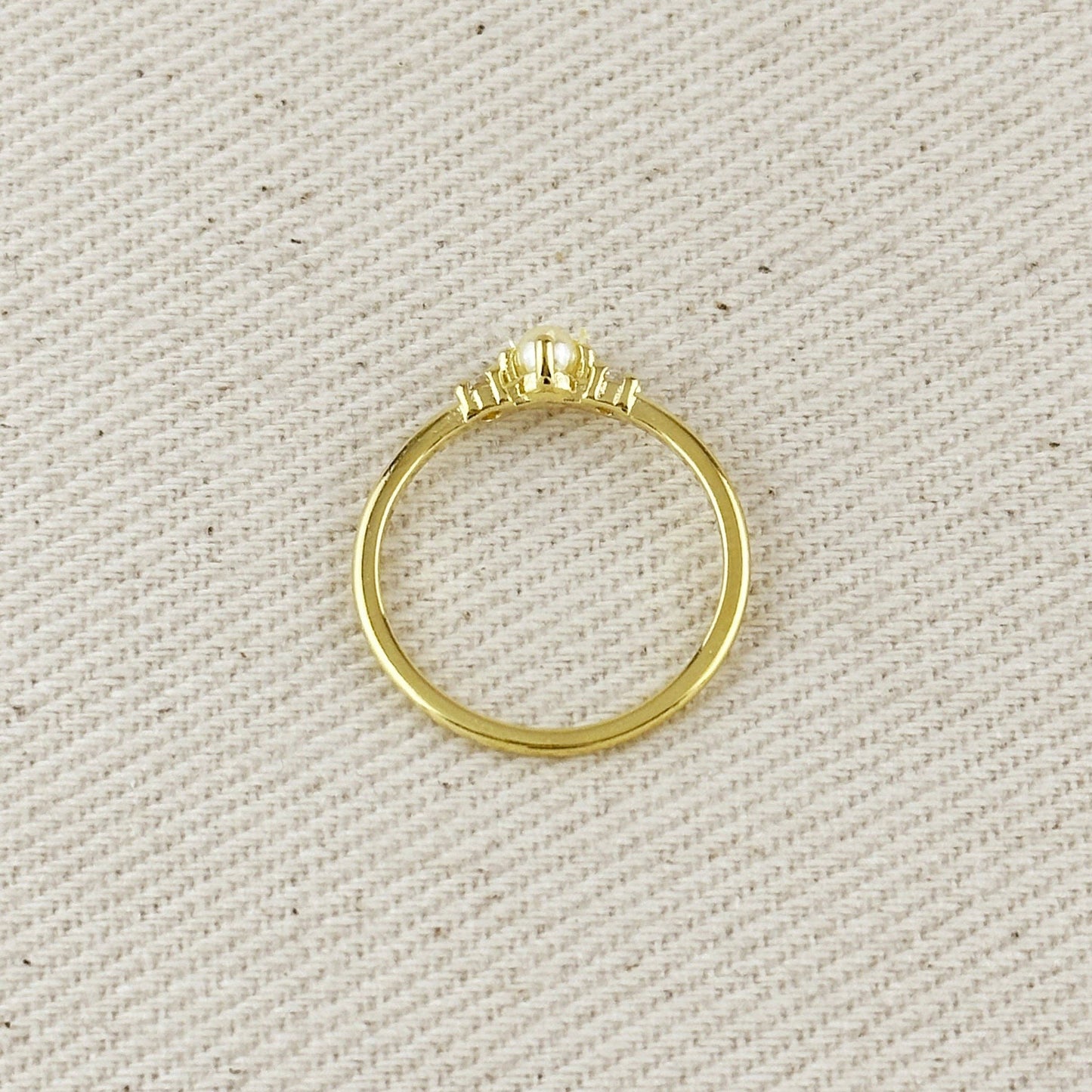 Bague en or rempli 18k avec perle et cristal