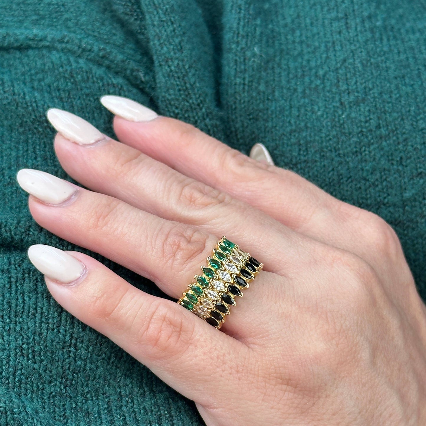 Bague Marquise Eternity remplie d'or 18 carats