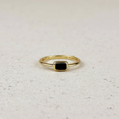 Bague solitaire rectangulaire avec zircon cubique noir