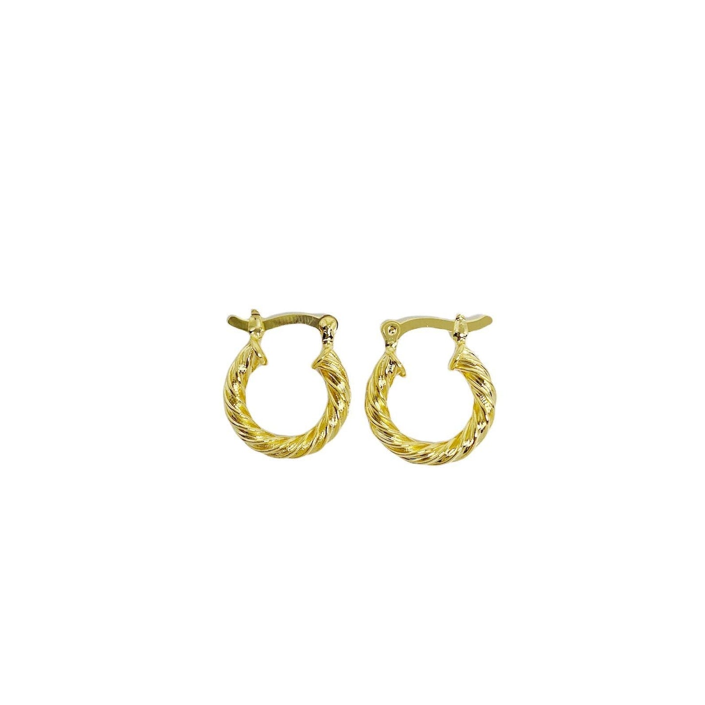Boucles d'oreilles créoles torsadées plaquées à l'or 18K 15 mm