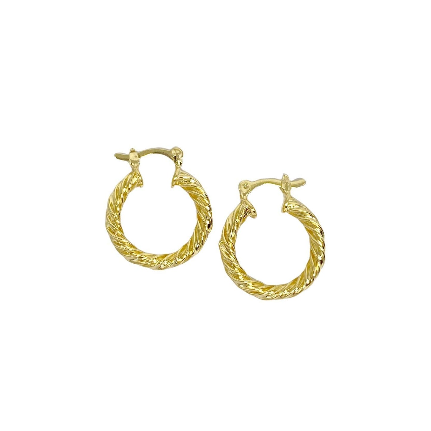 Boucles d'oreilles créoles torsadées plaquées à l'or 18K 15 mm