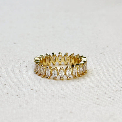 Bague Marquise Eternity remplie d'or 18 carats
