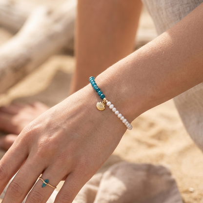 Bracelet apatite et perles d'eau douces