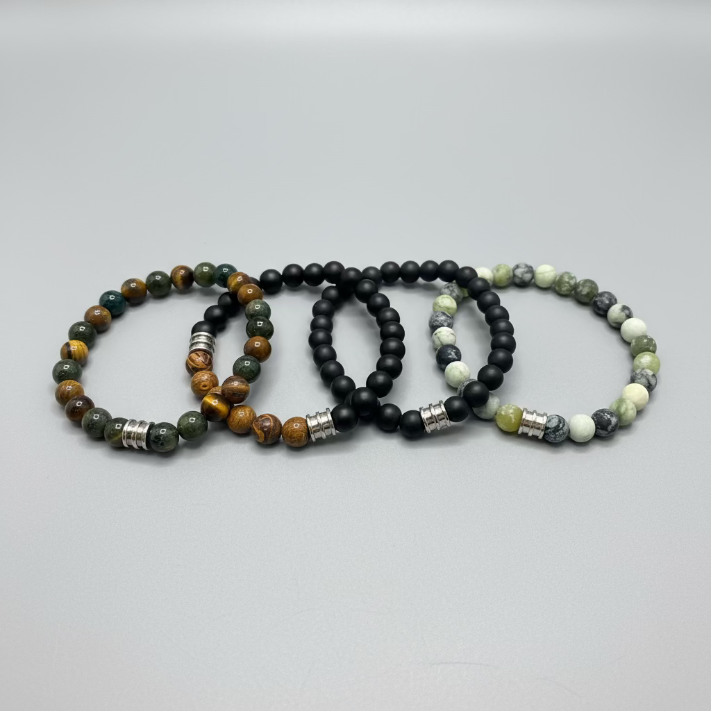 Bracelet en jaspe peau d'éléphant et onyx mat