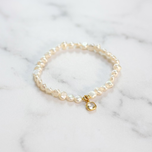 Bracelet en perles d'eau douce Keishi et crystal.