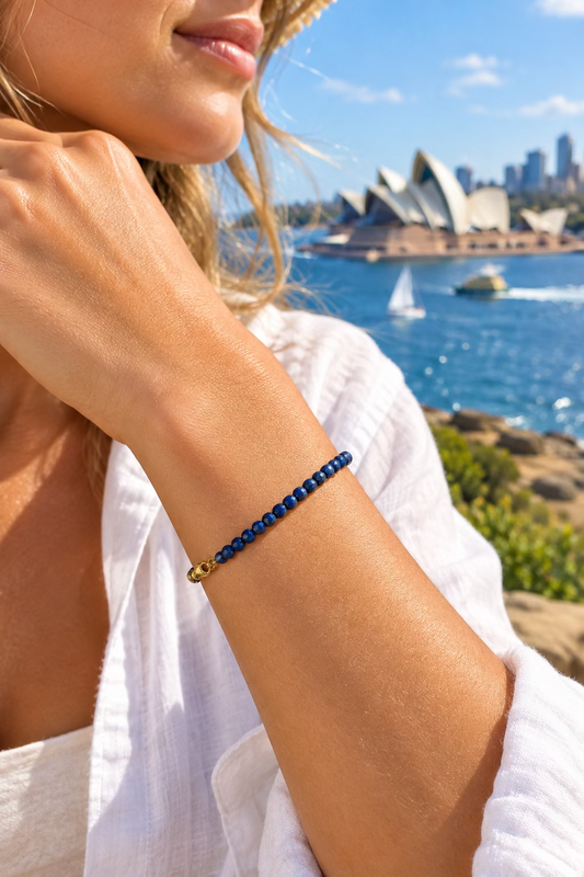 Bracelet en pastilles de lapis lazuli