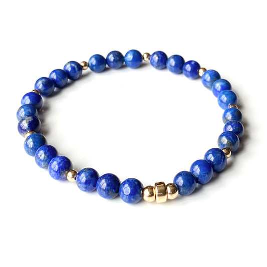 Bracelet lapis-lazuli et or rempli