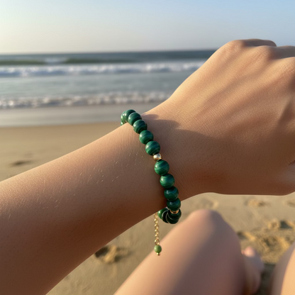 Malachite and gold filled bracelet