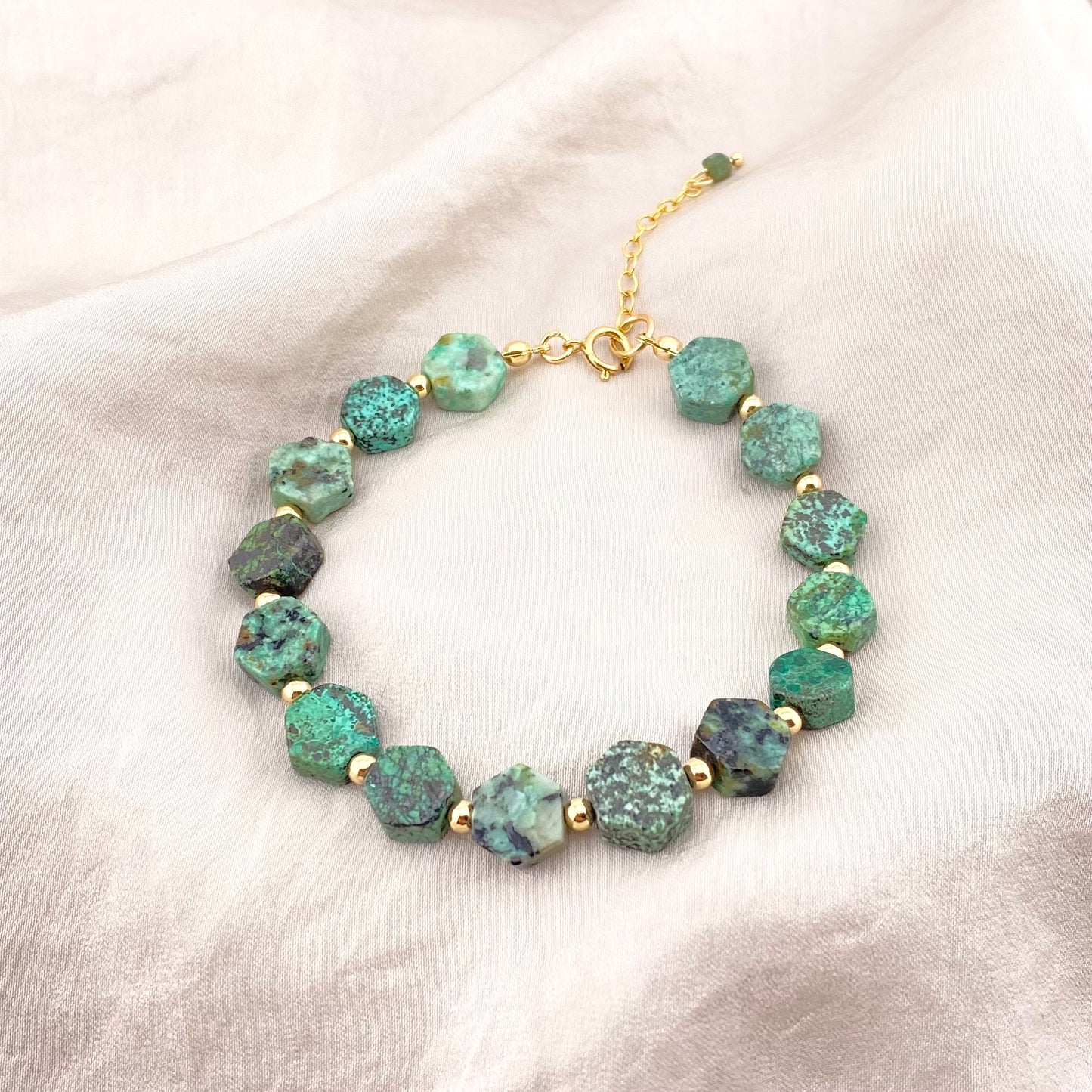 Bracelet turquoise et or rempli ou argent sterling