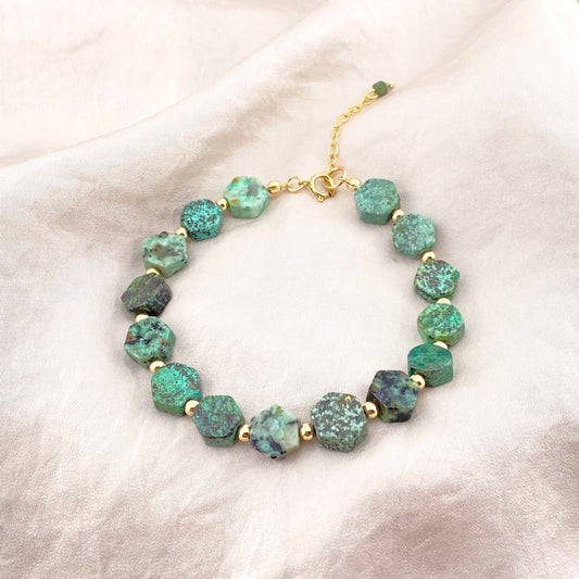 Bracelet turquoise et or rempli ou argent sterling
