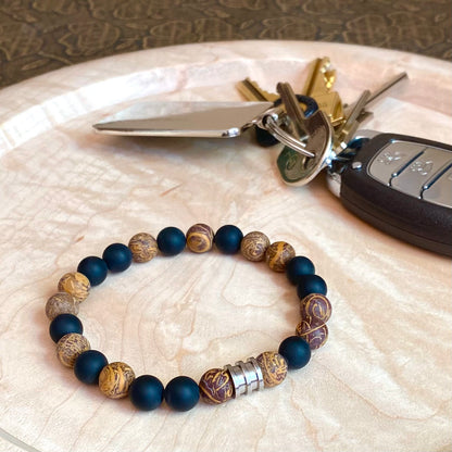 Bracelet en jaspe peau d'éléphant et onyx mat