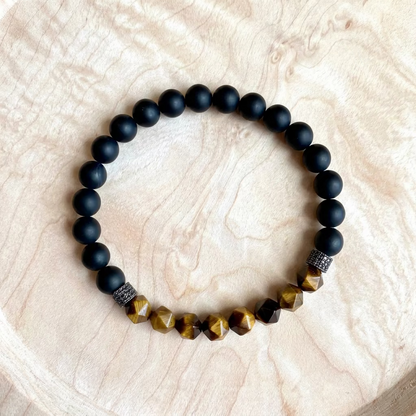 Tiger's eye and matte onyx bracelet 8mm