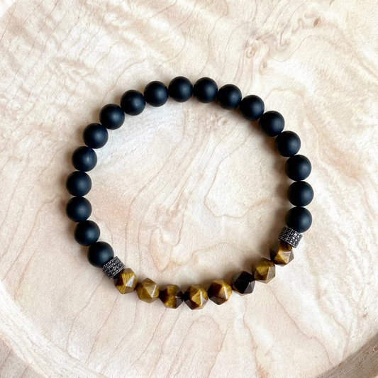 Tiger's eye and matte onyx bracelet 8mm