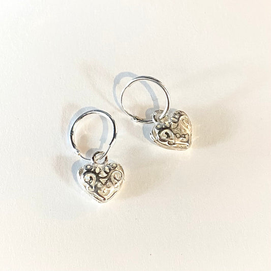 Boucles d'oreilles coeurs en argent sterling