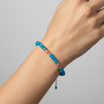 Bracelet en apatite et corail de Méditerranée
