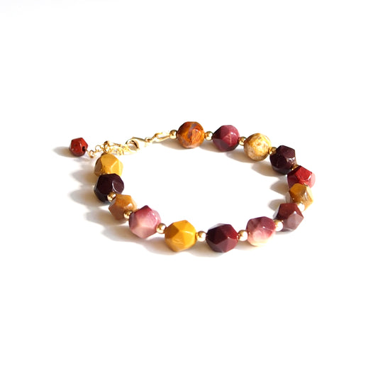 Bracelet jaspe mokaïte et or