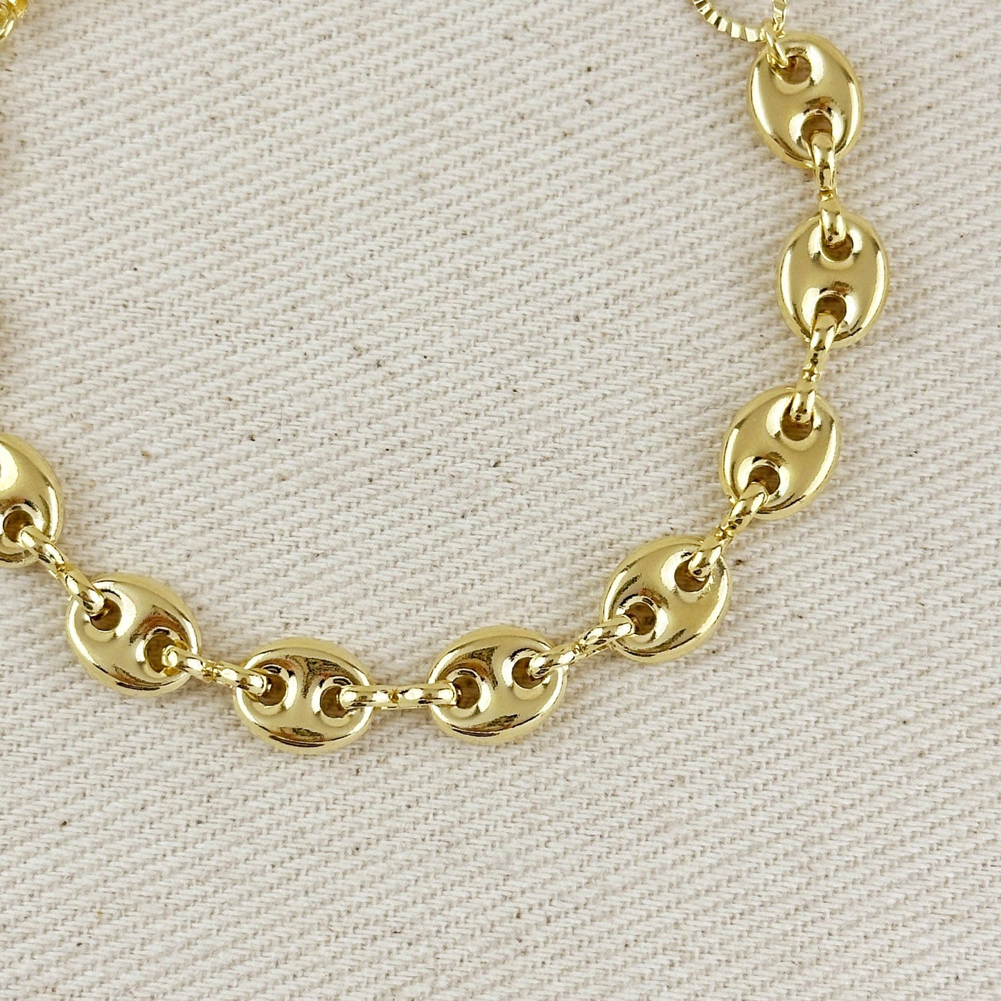 Bracelet mariner bombé en or rempli 18 carats avec rallonge de chaîne unique