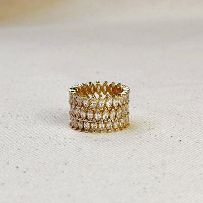 Bague Marquise Eternity remplie d'or 18 carats