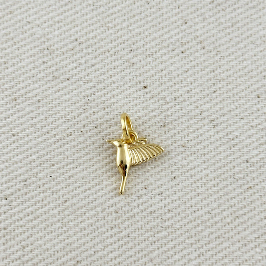 Collier avec chaîne box en or moyenne et pendentif Colibri en or rempli 18k