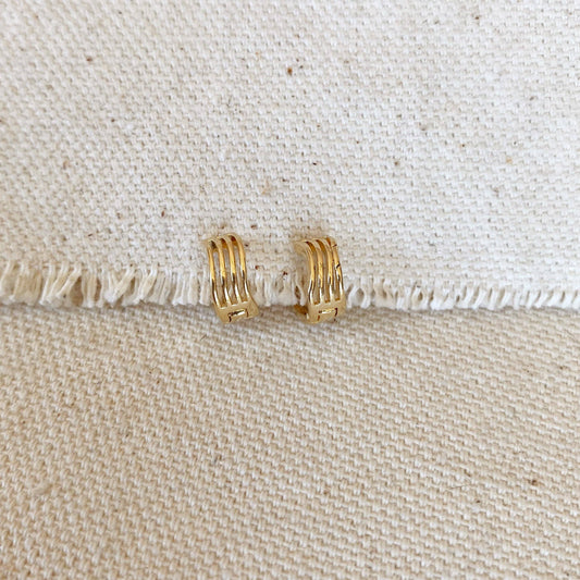 Créoles Clicker Tiny Waves remplies d'or 18 carats