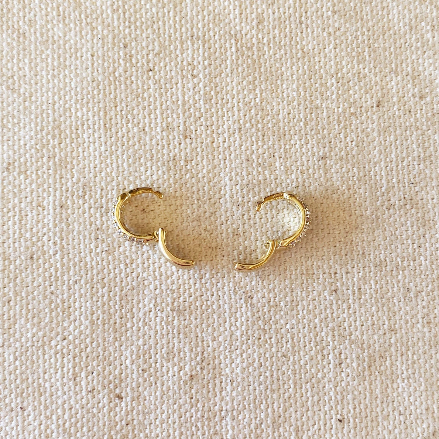 Créoles à cliquet en or 18 carats avec zircone cubique de 9,5 mm