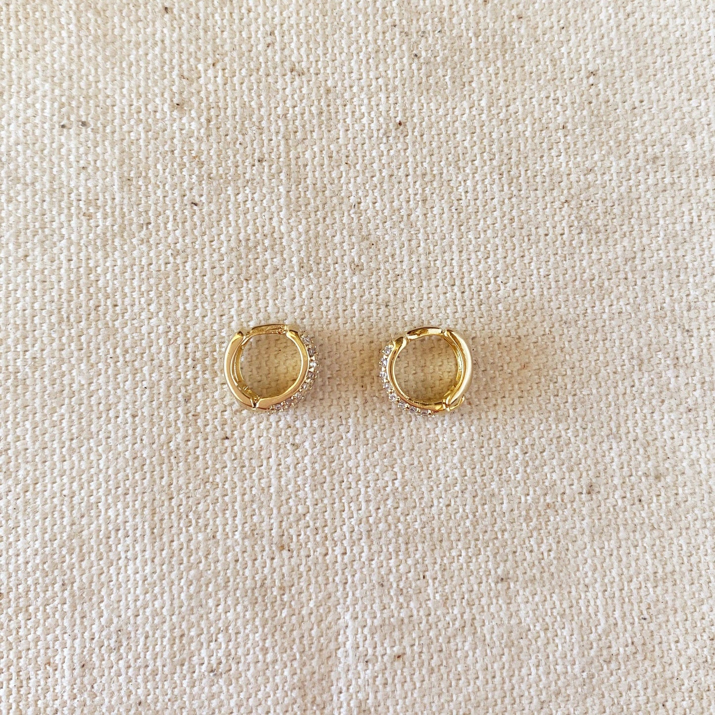 Créoles à cliquet en or 18 carats avec zircone cubique de 9,5 mm