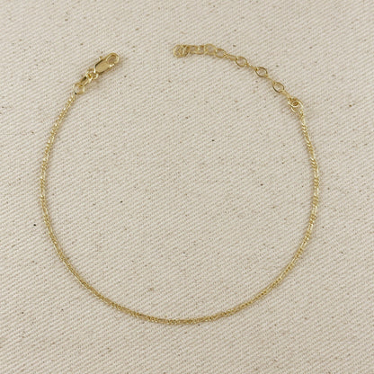 Chaîne de Cheville Figaro 1,5 mm en Or Rempli 18k