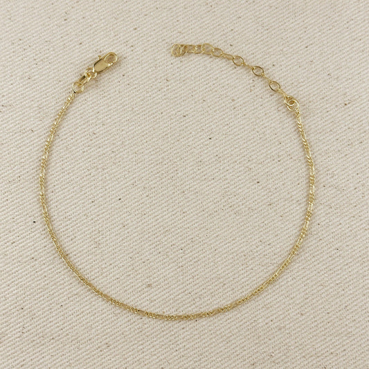 Chaîne de Cheville Figaro 1,5 mm en Or Rempli 18k