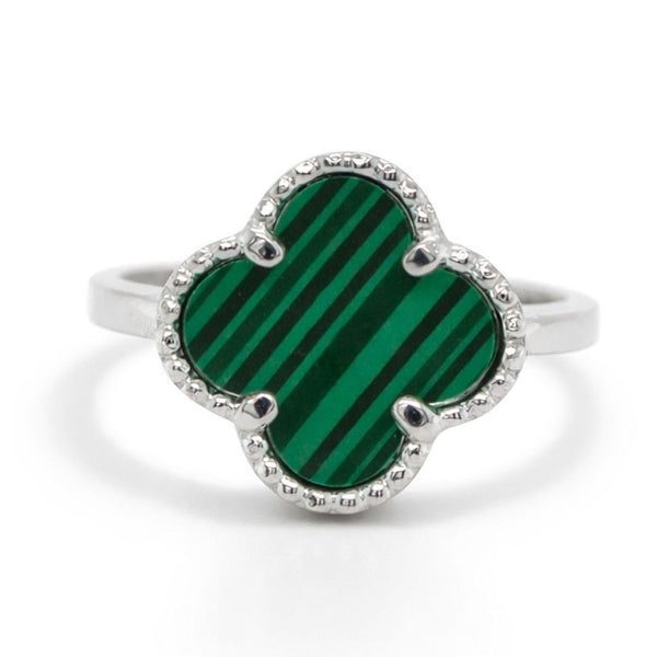 Bague trèfle malachite