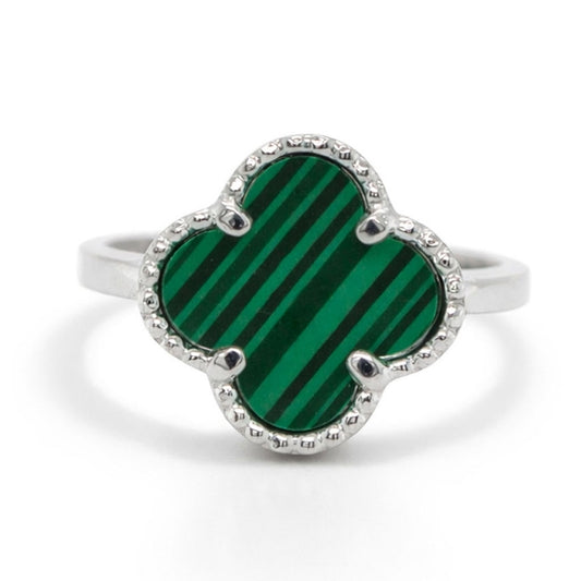 Bague trèfle malachite
