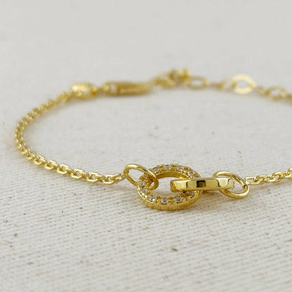 Bracelet en or rempli 18k avec maillons et zircon cubique