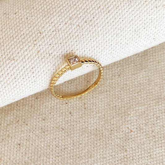 Bague solitaire torsadée en or rempli 18 carats avec zircone cubique