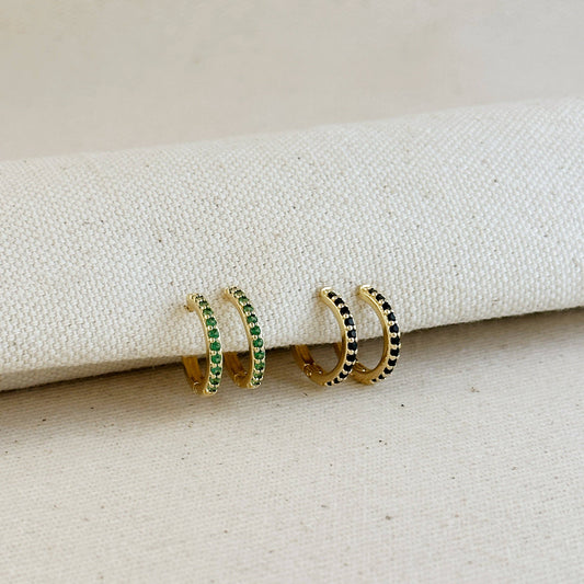 Boucles d'oreilles créoles en or rempli 18k avec zircons cubiques colorés