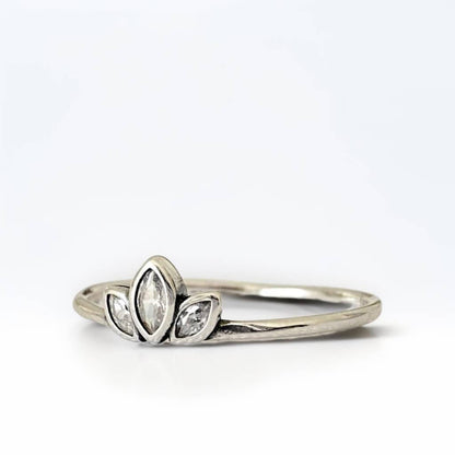 Bague Lotus en argent sterling 925 et zircons