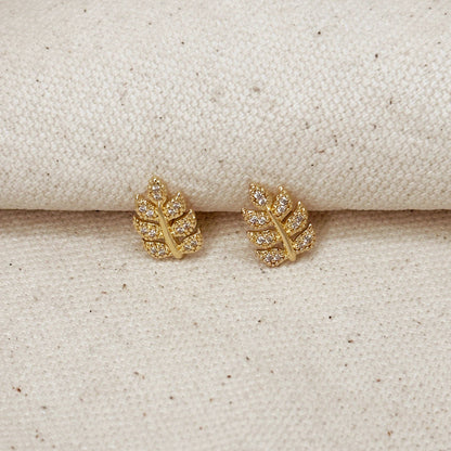 Clous d'oreilles à tige en forme de feuille de zircon cubique