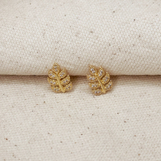 Clous d'oreilles à tige en forme de feuille de zircon cubique