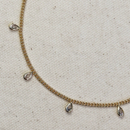 Bracelet de cheville de 2 mm remplie d'or 18 carats avec zircons