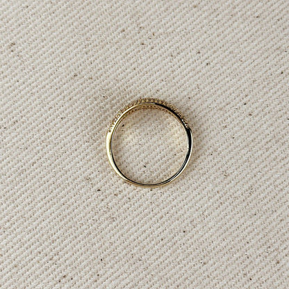 Bague en forme de mini-dôme en zircone cubique remplie d'or 18 carats: 8.5