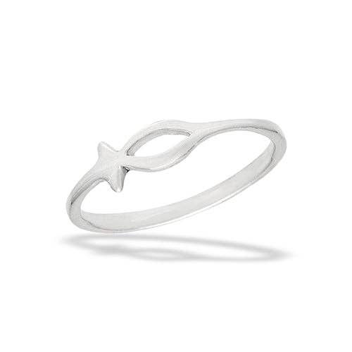 Symbole de poisson Ichthys - Petite bague en argent sterling