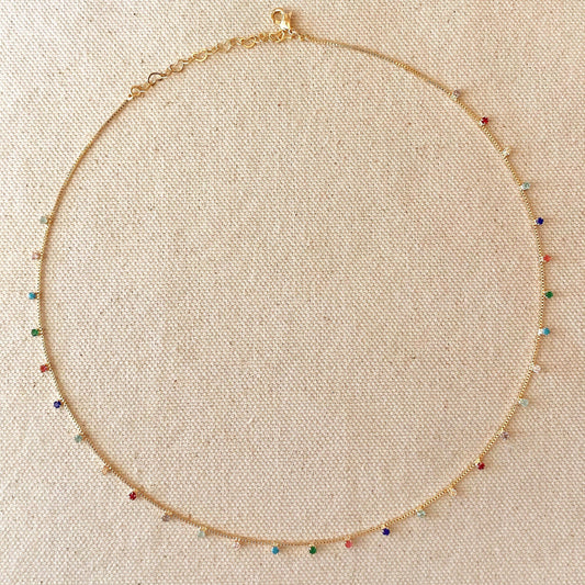 Collier en pierres colorées en micro zircone cubique en or rempli 18 carats