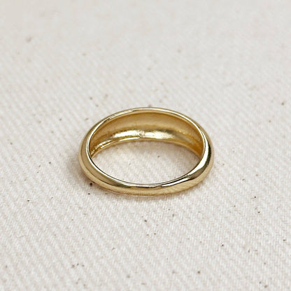 Bague en forme de dôme polie et remplie d'or 18 carats