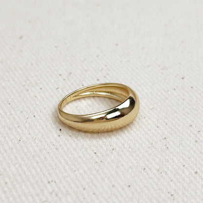 Bague en forme de dôme polie et remplie d'or 18 carats