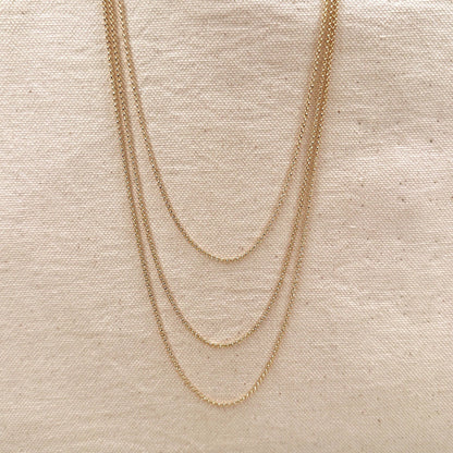 Chaîne rolo gold filled 18 carats 1,5 mm disponible en 16", 18", 20", 24"
